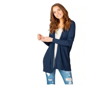 Navy Blue Lightweight Cardigan Open Front with Thumbhole by Agnes & Dora XXXL